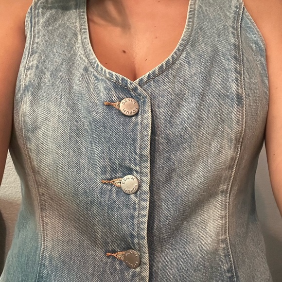 Denim Forum 90s Denim Vest Blue Y2K Western Stagecoach Festival Size Medium - Picture 9 of 10